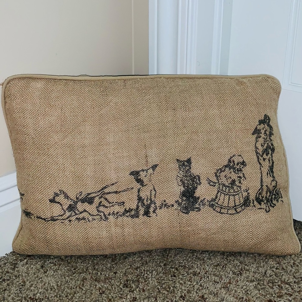 18x13 decorative burlap pillow dogs zip cover NEW